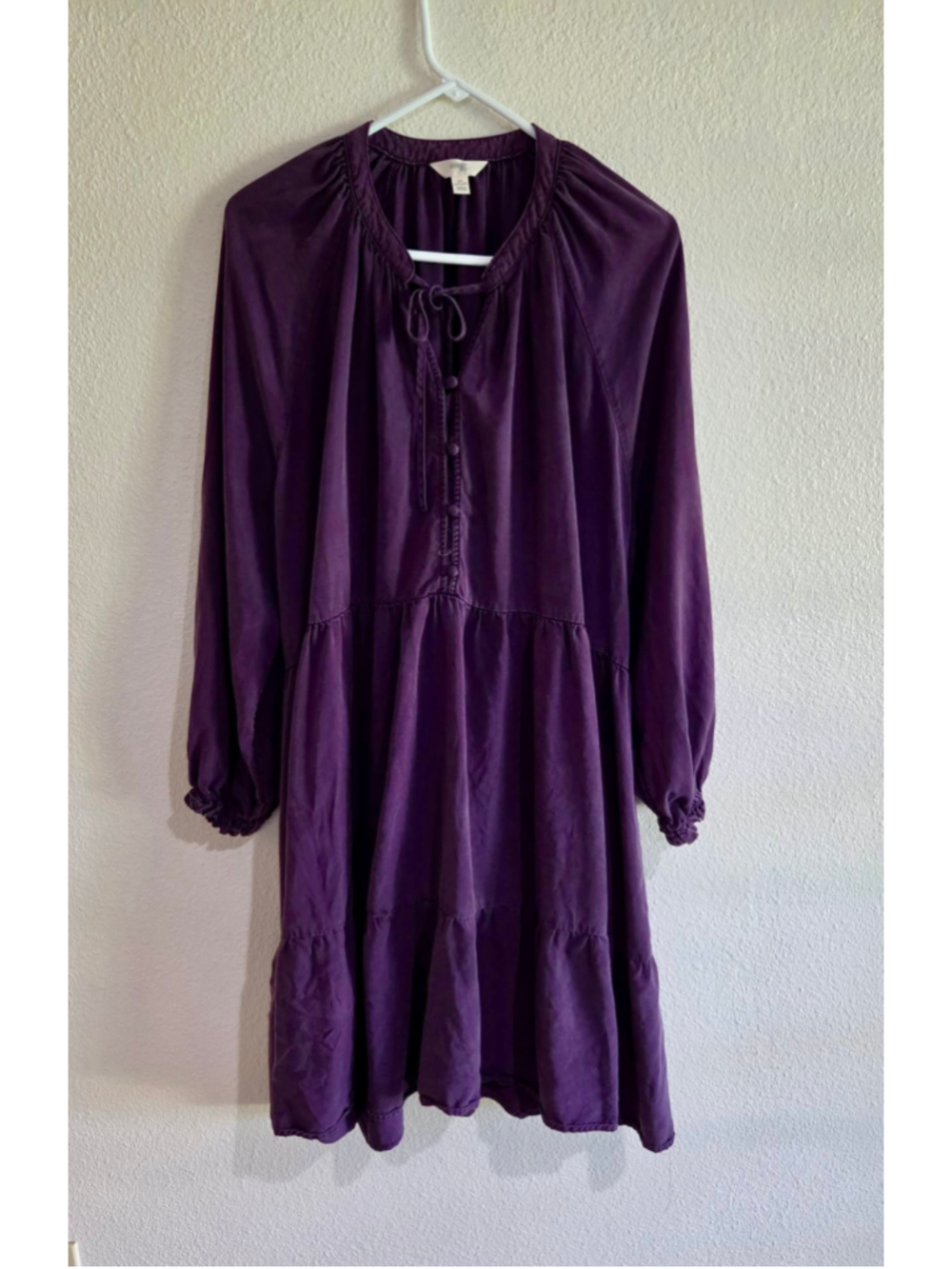 Terra & Sky 100% Lyocell Tiered Babydoll Shift Dress Eggplant Purple Plus 2X (20